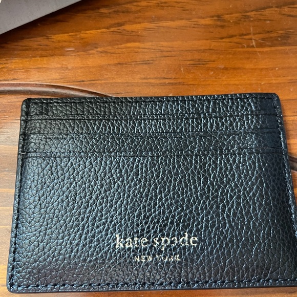 Kate Spade Black Card Holder Pebbled Leather - Picture 1 of 3